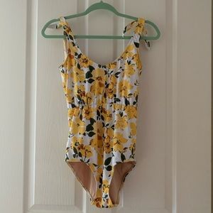 One piece yellow floral swimsuit